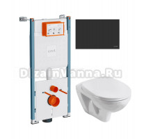 Комплект Унитаз подвесной Santek Бореаль 1WH301977 + Инсталляция VitrA V-Fix Core 732-5800-01PV + Кнопка Root Round 740-2211 черная матовая