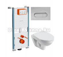 Комплект Унитаз подвесной Santek Бореаль 1WH301977 + Инсталляция VitrA V-Fix Core 732-5800-01PV + Кнопка Root Round 740-2280 хром