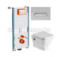 Комплект Унитаз подвесной Santek Нео 1WH302423 + Инсталляция VitrA V-Fix Core 732-5800-01PV + Кнопка Root Round 740-2280 хром
