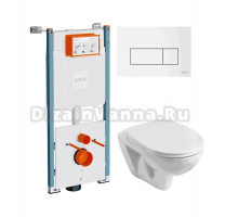 Комплект Унитаз подвесной Santek Бореаль 1WH301977 + Инсталляция VitrA V-Fix Core 732-5800-01PV + Кнопка Root Square 740-2300 белая глянцевая
