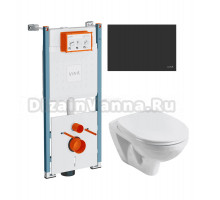 Комплект Унитаз подвесной Santek Бореаль 1WH301977 + Инсталляция VitrA V-Fix Core 732-5800-01PV + Кнопка Root Square 740-2311 черная матовая