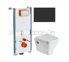 Комплект Унитаз подвесной Santek Нео 1WH302423 + Инсталляция VitrA V-Fix Core 732-5800-01PV + Кнопка Root Square 740-2311 черная матовая