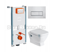 Комплект Унитаз подвесной Santek Нео 1WH302423 + Инсталляция VitrA V-Fix Core 732-5800-01PV + Кнопка Root Square 740-2380 хром