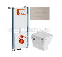 Комплект Унитаз подвесной Santek Нео 1WH302423 + Инсталляция VitrA V-Fix Core 732-5800-01PV + Кнопка Root Square 740-2395 никель