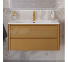 Тумба с раковиной Cezares Relax 100 брашированное золото, раковина Cezares CZR-1000/480-LV-MR-NV