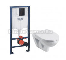 Комплект Унитаз подвесной Santek Бореаль 1WH301977 + Инсталляция Grohe Solido 38811KF0 3 в 1 с кнопкой смыва