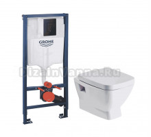 Комплект Унитаз подвесной Santek Нео 1WH302423 + Инсталляция Grohe Solido 38811KF0 3 в 1 с кнопкой смыва