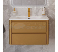 Тумба с раковиной Cezares Relax 80 брашированное золото, раковина Cezares CZR-800/480-LV-MR-NV