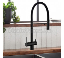 Смеситель для кухни с гибким изливом и подключением фильтра WesnaArt EKO05-160MatBlack, черный