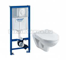 Комплект Унитаз подвесной Santek Бореаль 1WH301977 + Инсталляция Grohe Rapid SL 38721001 3 в 1 с кнопкой смыва