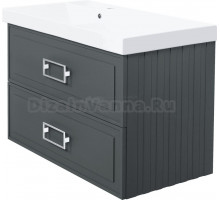 Тумба с раковиной La Fenice Cubo Twin 90 L подвесная, grigio, ручки белые, раковина Cubo 90 L