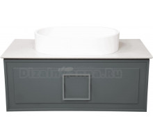 Тумба с раковиной La Fenice Cubo 90 подвесная, grigio, ручка хром, столешница белый мрамор, раковина белая матовая