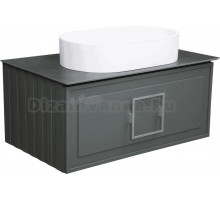 Тумба с раковиной La Fenice Cubo 80 подвесная, grigio, ручка хром, столешница черный мрамор, раковина белая матовая