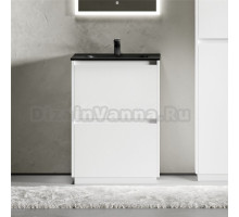 Тумба с раковиной Sancos Libra Floor 60 белый глянец, черная раковина CN7001MB