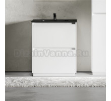 Тумба с раковиной Sancos Libra Floor 70 белый глянец, черная раковина CN7007MB