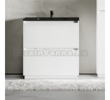 Тумба с раковиной Sancos Libra Floor 80 белый глянец, черная раковина CN7005MB
