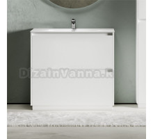 Тумба с раковиной Sancos Libra Floor 90 белый глянец, белая раковина CN7002
