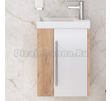Тумба под раковину без столешницы Aqua de Marco Melbourne V.2.0 40, правая подвесная, дуб, белая