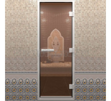 Дверь для бани и сауны DoorWood Хамам 200х80, правая, бронза