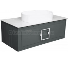 Тумба с раковиной La Fenice Cubo 100 подвесная, grigio, ручка белая, столешница белый мрамор, раковина белая матовая