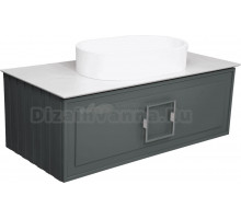 Тумба с раковиной La Fenice Cubo 100 подвесная, grigio, ручка хром, столешница белый мрамор, раковина белая матовая
