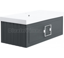 Тумба с раковиной La Fenice Cubo 100 подвесная, grigio, ручка белая, раковина Cubo 100