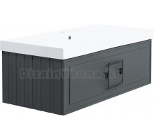Тумба с раковиной La Fenice Cubo 100 подвесная, grigio, ручка черная, раковина Cubo 100