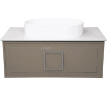 Тумба с раковиной La Fenice Cubo 90 подвесная, cappuccino, ручка хром, столешница белый мрамор, раковина белая матовая