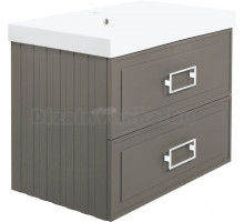 Тумба с раковиной La Fenice Cubo Twin 80 подвесная, cappuccino, ручки белые, раковина Cubo 80
