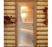 Дверь для бани и сауны DoorWood Престиж 190х70, правая, прозрачная