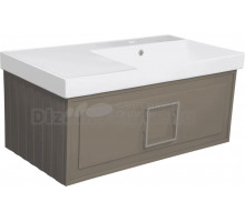 Тумба с раковиной La Fenice Cubo 90 R подвесная, cappuccino, ручка хром, раковина Cubo 90 R