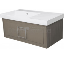 Тумба с раковиной La Fenice Cubo 90 L подвесная, cappuccino, ручка хром, раковина Cubo 90 L