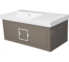 Тумба с раковиной La Fenice Cubo 90 L подвесная, cappuccino, ручка белая, раковина Cubo 90 L