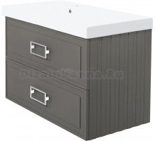 Тумба с раковиной La Fenice Cubo Twin 90 L подвесная, cappuccino, ручки белые, раковина Cubo 90 L