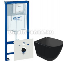 Комплект Унитаз подвесной STWORKI Готланд S13401BK + Инсталляция Grohe Rapid SL 38775001 4 в 1 с кнопкой смыва