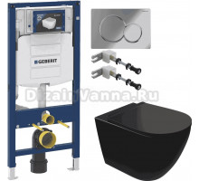 Комплект Унитаз подвесной STWORKI Готланд S13401BK + Инсталляция Geberit Duofix UP 320 111.300.00.5 + Кнопка Sigma 01 115.770.21.5 хром + Крепления 111.815.00.1 к стене