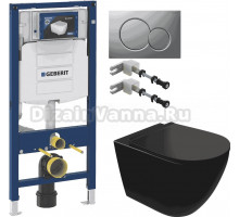 Комплект Унитаз подвесной STWORKI Готланд S13401BK + Инсталляция Geberit Duofix UP 320 111.300.00.5 + Кнопка Sigma 01 115.770.JQ.5 лакированная, матовый хром + Крепления 111.815.00.1 к стене