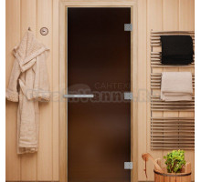 Дверь для бани и сауны DoorWood Эталон 190х70, правая, бронза матовая