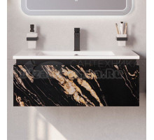 Тумба с раковиной Cezares Slider 80 подвесная, 1 ящик, черный фьюжн