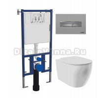 Комплект Унитаз подвесной STWORKI Муле HDC510NWH + Инсталляция DIWO 4501 + Кнопка 7321 хром матовый