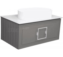 Тумба с раковиной La Fenice Cubo 80 подвесная, cappuccino, ручка белая, столешница белый мрамор, раковина белая матовая