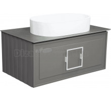 Тумба с раковиной La Fenice Cubo 80 подвесная, cappuccino, ручка белая, столешница черный мрамор, раковина белая матовая