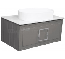 Тумба с раковиной La Fenice Cubo 80 подвесная, cappuccino, ручка хром, столешница белый мрамор, раковина белая матовая