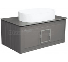 Тумба с раковиной La Fenice Cubo 80 подвесная, cappuccino, ручка хром, столешница черный мрамор, раковина белая матовая