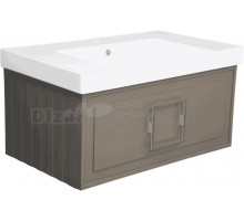 Тумба с раковиной La Fenice Cubo 80 подвесная, cappuccino, ручка хром, раковина Cubo 80