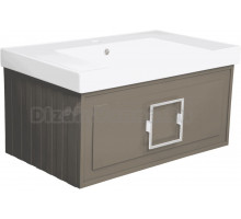 Тумба с раковиной La Fenice Cubo 80 подвесная, cappuccino, ручка белая, раковина Cubo 80