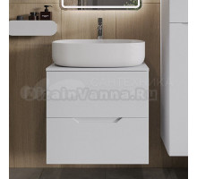 Тумба с раковиной Orange Line 60 подвесная, 2 ящика, матовая белая с раковиной B08-600W