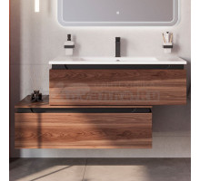 Тумба с раковиной Cezares Slider 100 подвесная, 2 ящика, орех дымчатый