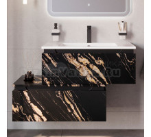 Тумба с раковиной Cezares Slider 80 подвесная, 2 ящика, черный фьюжн