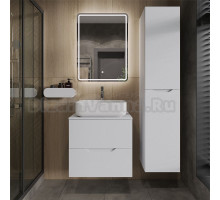 Мебель для ванной комнаты Orange Line 60 подвесная, 2 ящика, матовая белая с раковиной B05-500W